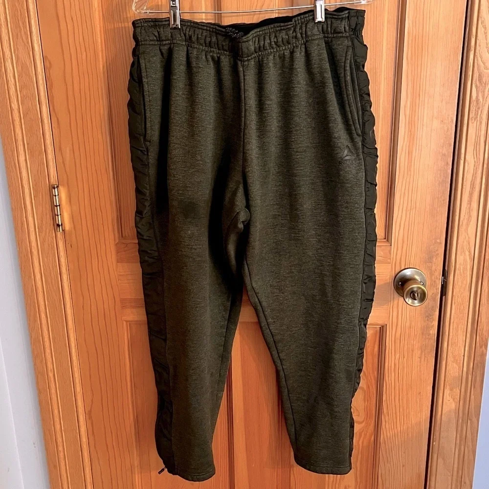 Reebok Gray Black Drawstring Comfort Size 2XL Joggers w Racing Stripes 3 Pockets